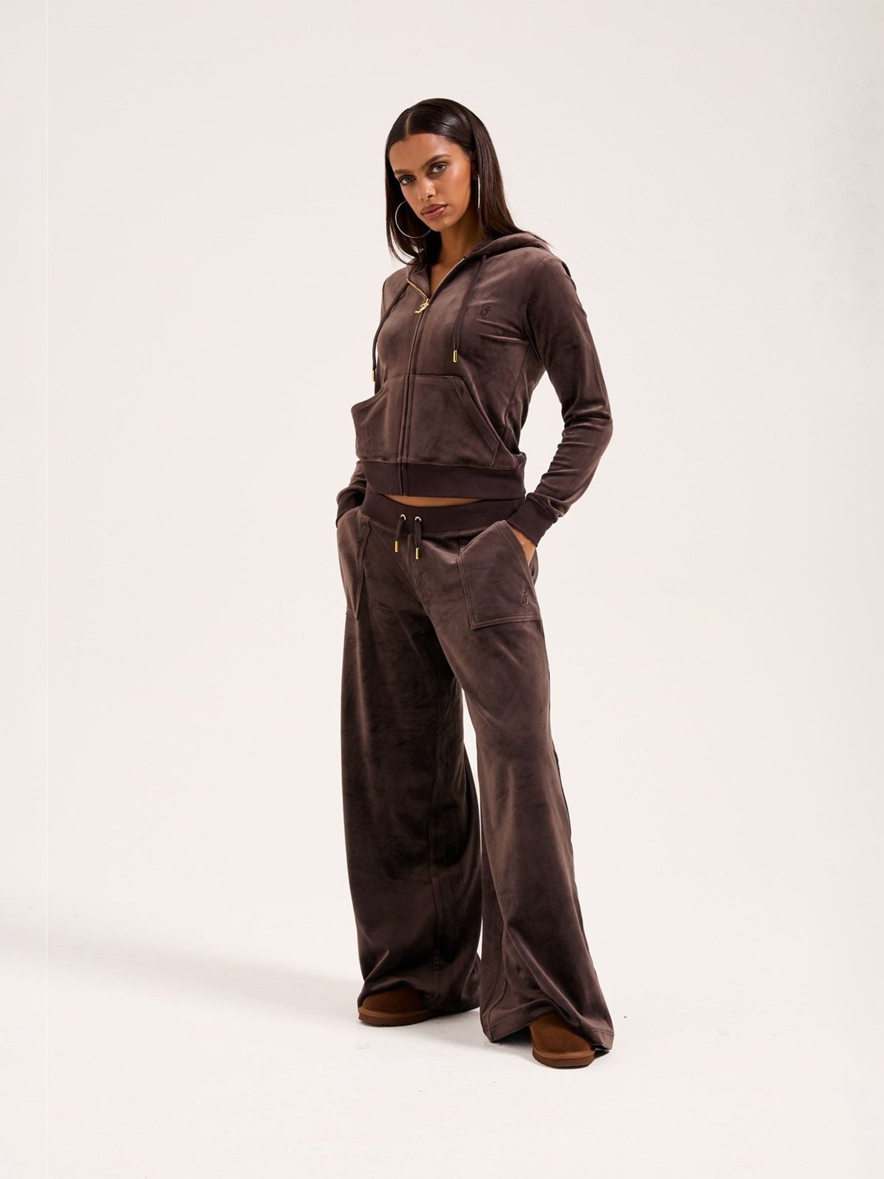 【新品未使用】Juicy Couture フード付きルームウェア ダークブラウン Buy Juicy Couture Brown Robertson Gold Hoodie from Next USA