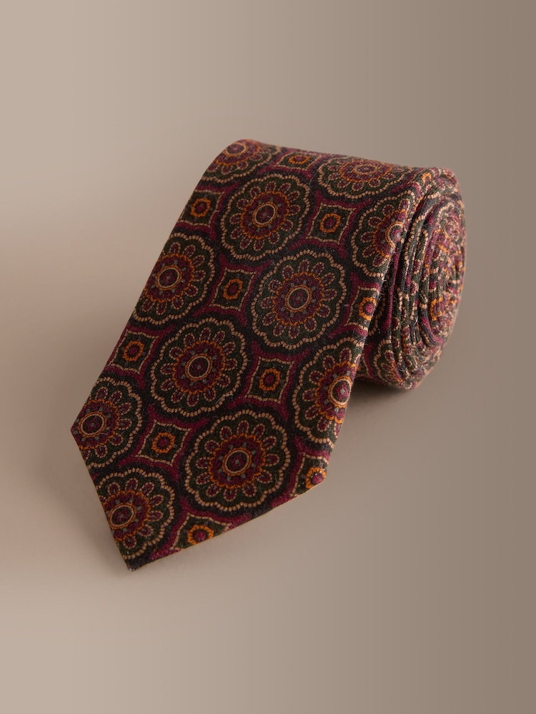 Red Signature Geometric Wool Tie - Image 1 of 3