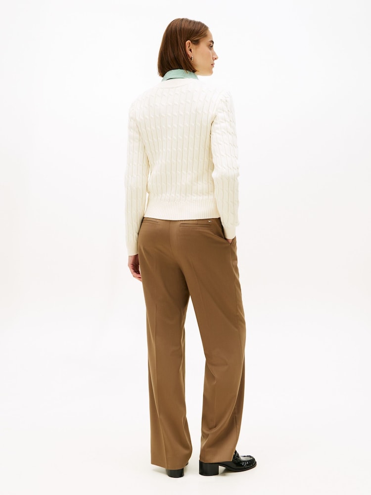 Tommy Hilfiger Nude Cable Knit Crew Neck Jumper - Image 2 of 5