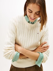 Tommy Hilfiger Nude Cable Knit Crew Neck Jumper - Image 4 of 5