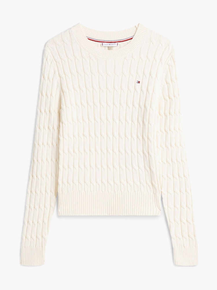Tommy Hilfiger Nude Cable Knit Crew Neck Jumper - Image 5 of 5