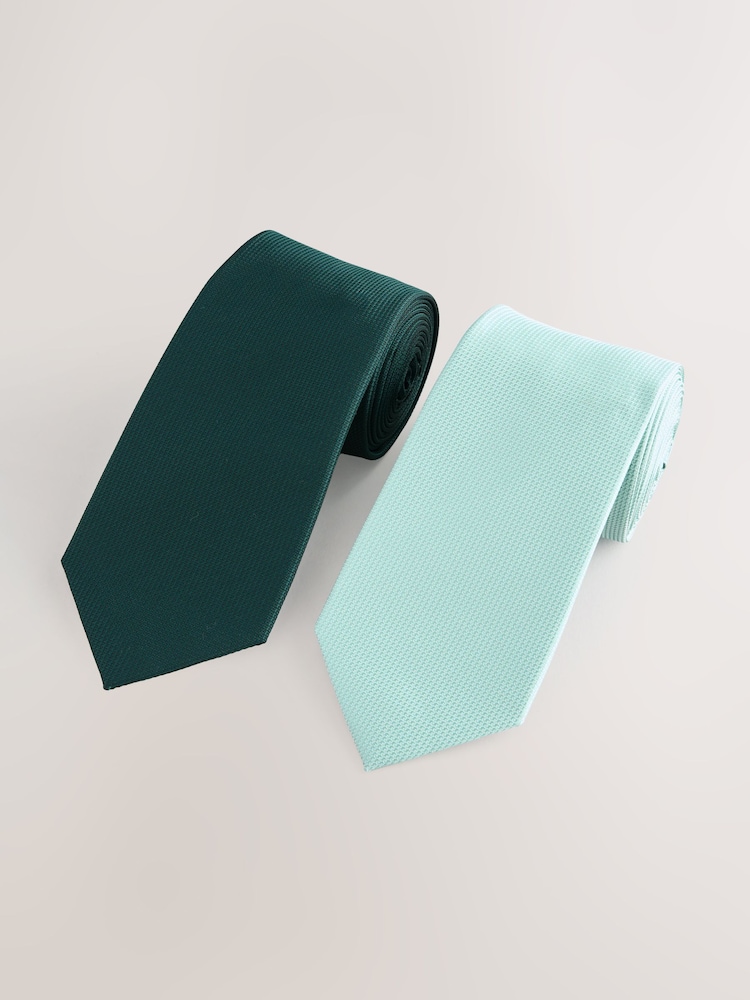 Green/Forest Textured Ties 2 Pack - Image 1 of 3