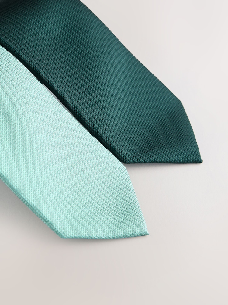 Green/Forest Textured Ties 2 Pack - Image 2 of 3