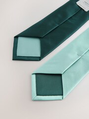 Green/Forest Textured Ties 2 Pack - Image 3 of 3