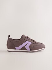 Chocolate Brown Lace-up Retro Trainers - Image 1 of 5
