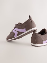 Chocolate Brown Lace-up Retro Trainers - Image 3 of 5