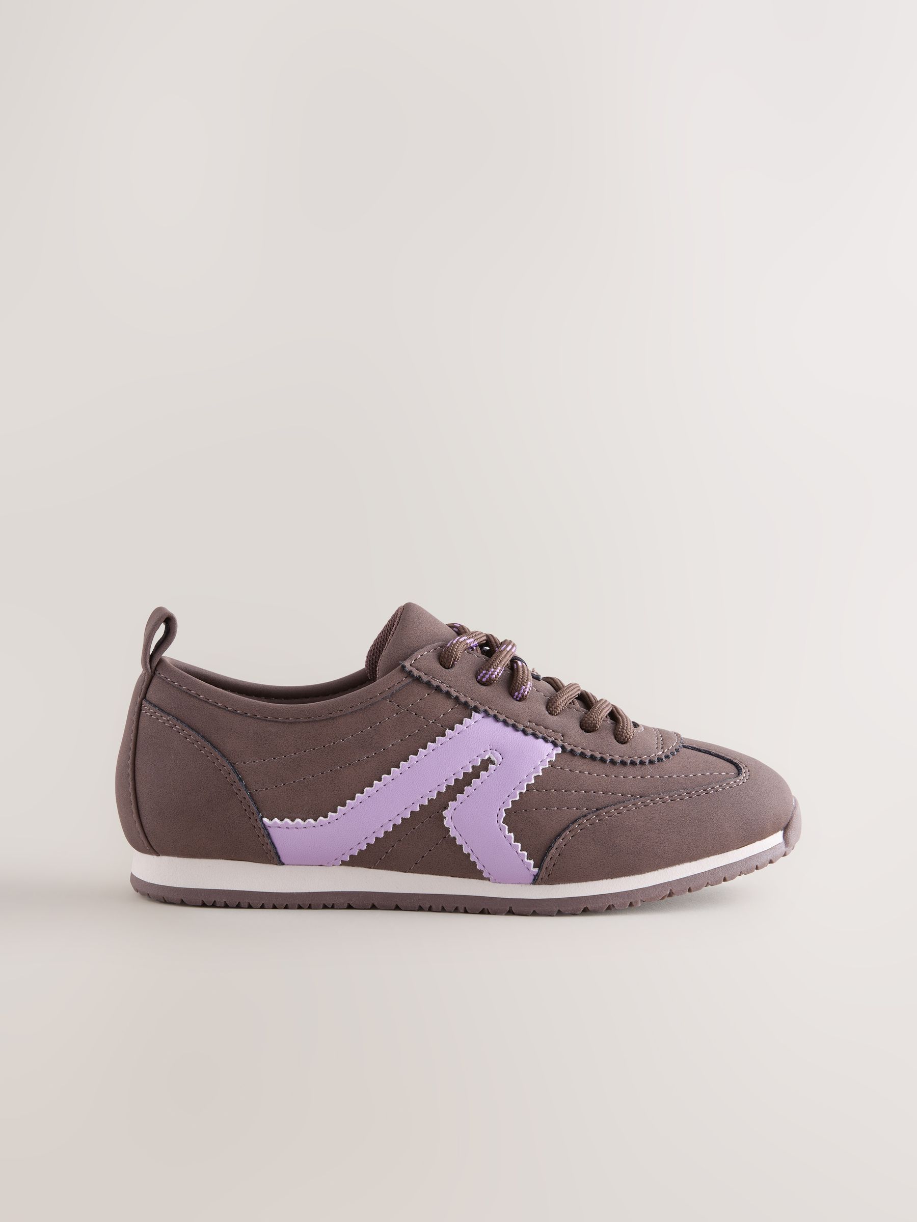 Buy Chocolate Brown Lace-up Retro Trainers from Next Canada