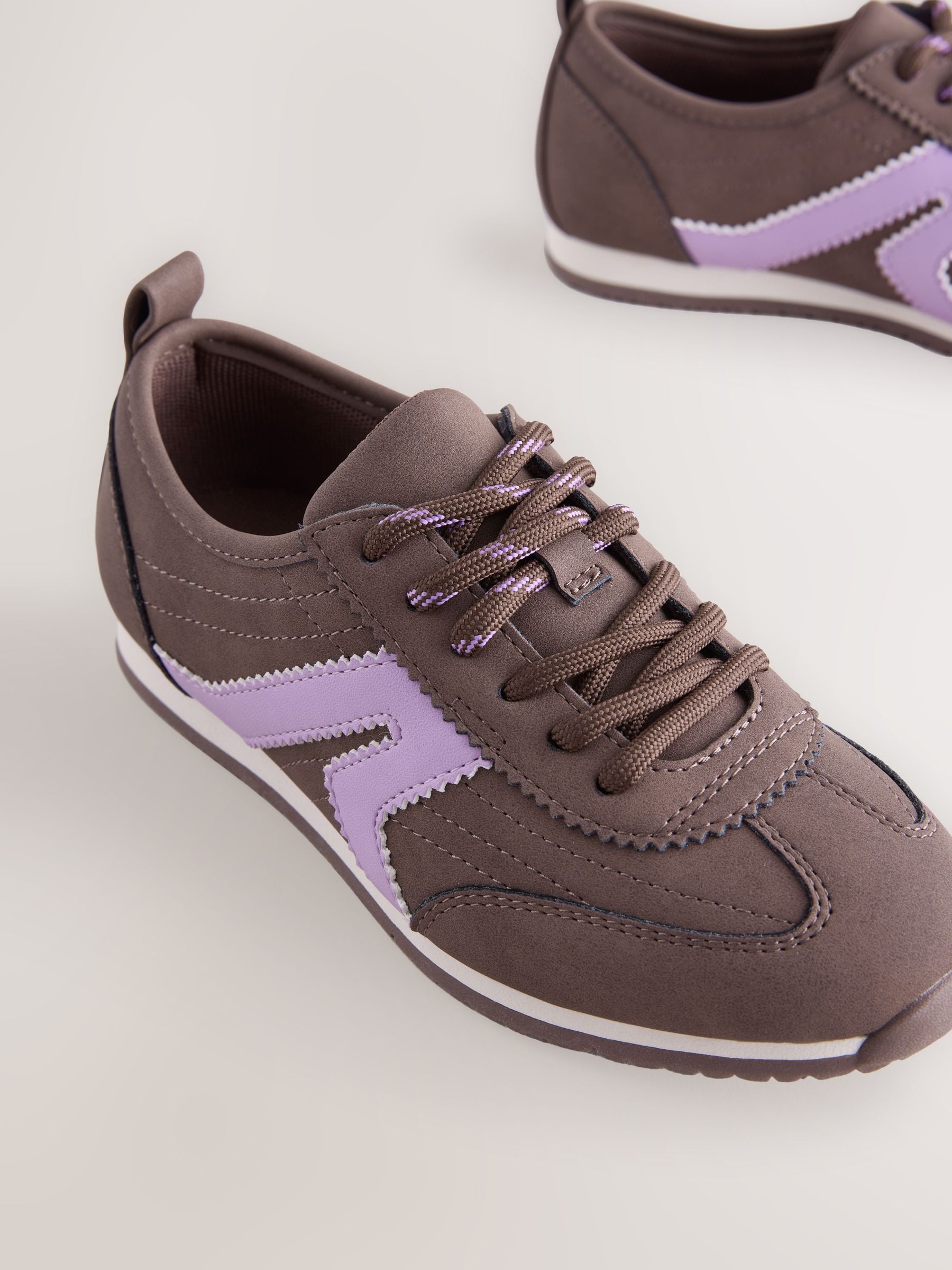 Buy Chocolate Brown Lace-up Retro Trainers from Next Canada