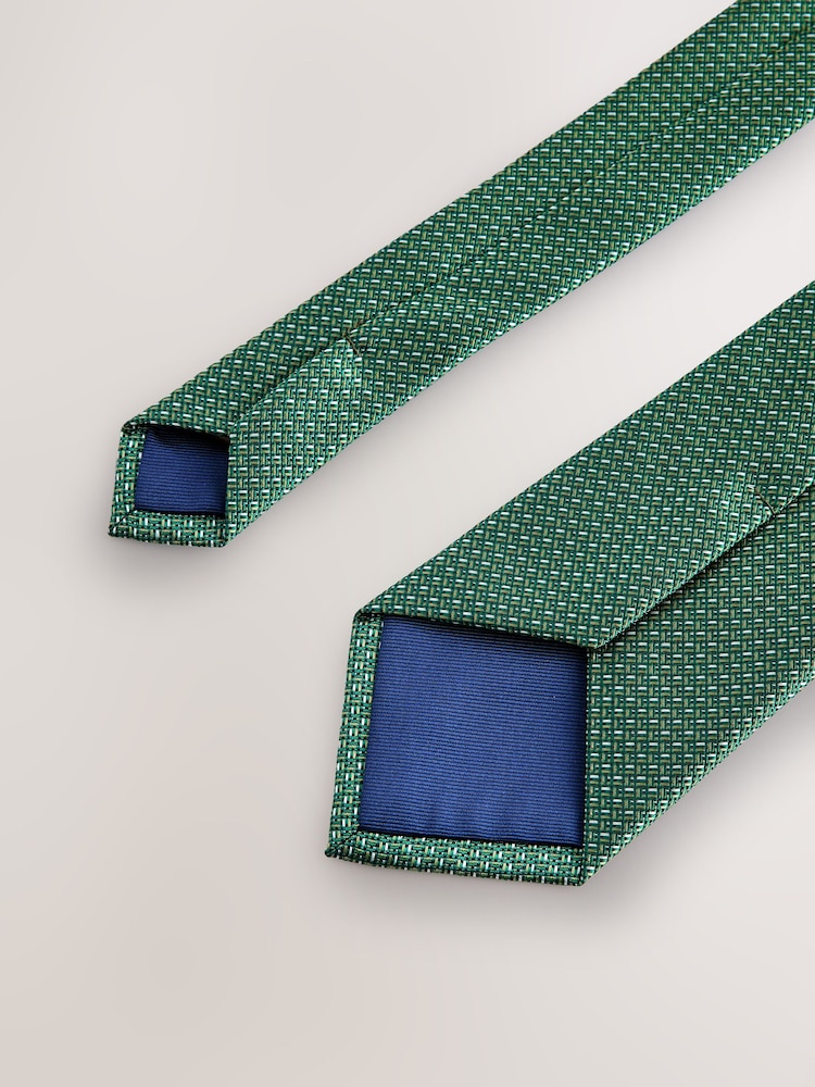 Emerald Green Textured Tie with Tie Clip - Image 3 of 3