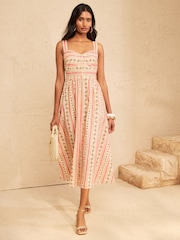 Love & Roses Light Pink Floral Broderie Midi Sundress - Image 1 of 5