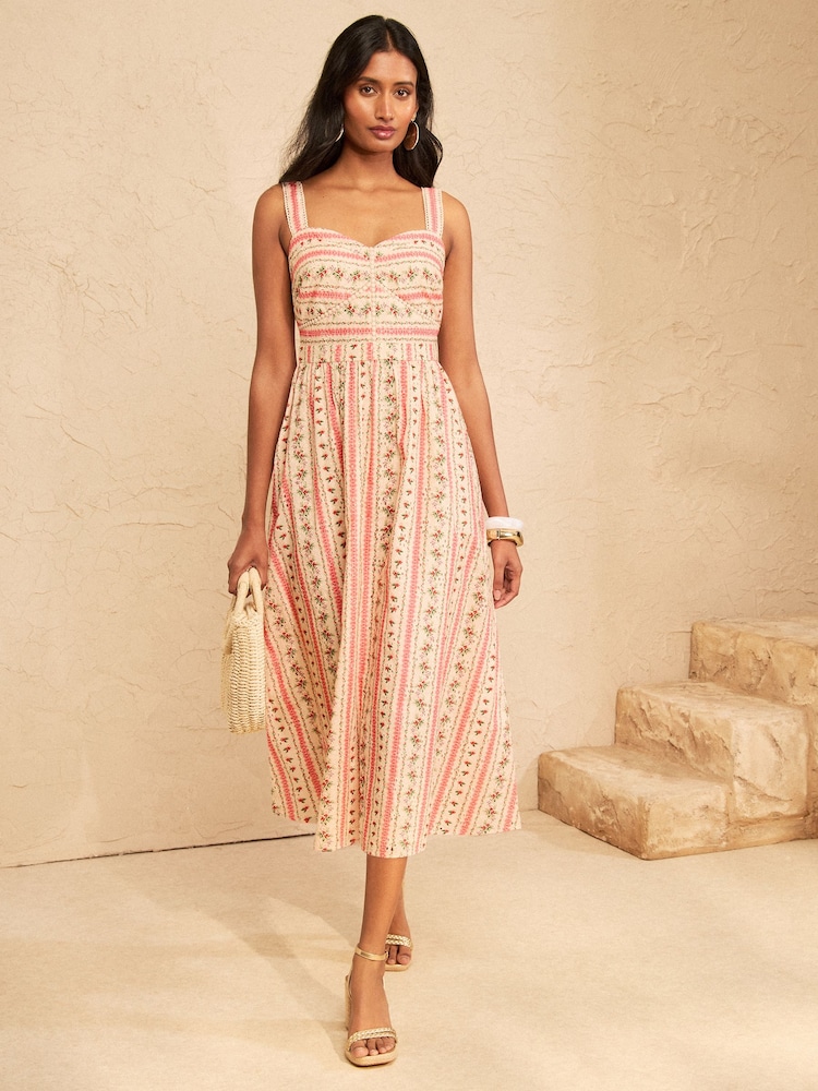 Love & Roses Light Pink Floral Broderie Midi Sundress - Image 1 of 5 Love & Roses Light Pink Floral Broderie Midi Sundress - Image 1 of 5