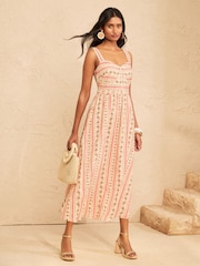 Love & Roses Light Pink Floral Broderie Midi Sundress - Image 3 of 5