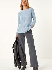 Roman Blue Contrast Cuff Knit Jumper - Image 2 of 5