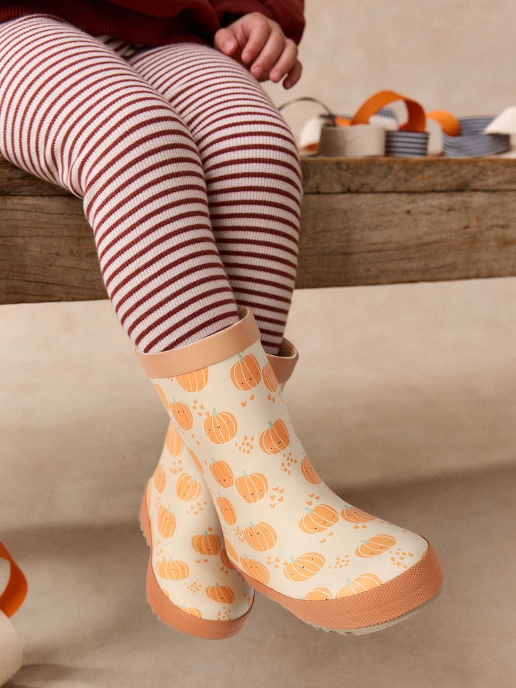 Orange Pumpkin Wellies - Image 1 of 8 Orange Pumpkin Wellies - Image 1 of 8