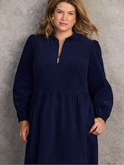 Live Unlimited Baby Cord Zip Front Midi Dress - Imaginea 6 din 6