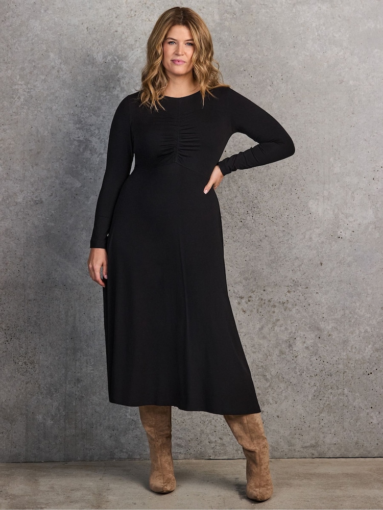 Live Unlimited Black Ruched Jersey Maxi Dress - Image 1 of 6
