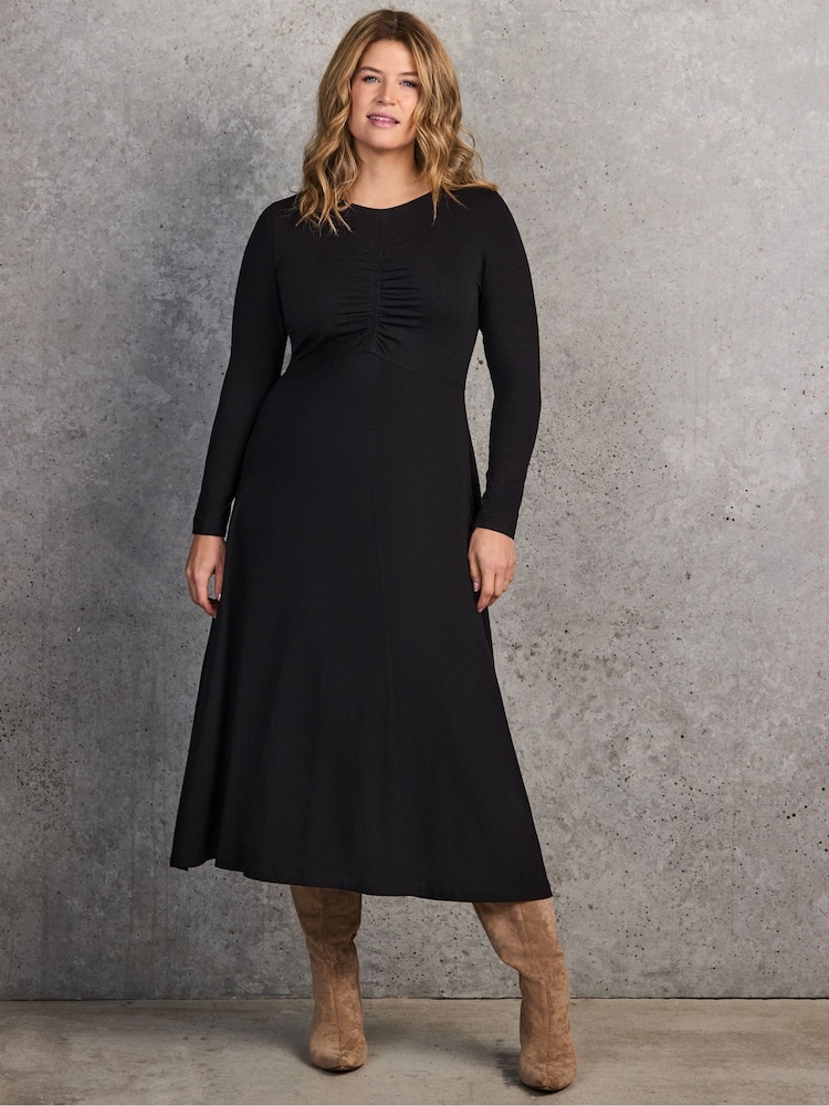 Live Unlimited Black Ruched Jersey Maxi Dress - Image 2 of 6