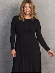 Live Unlimited Black Ruched Jersey Maxi Dress - Image 5 of 6