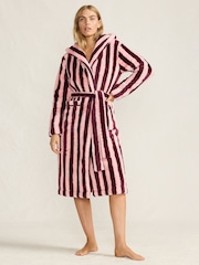 Lands' End Pink/Burgundy Wide Stripe Super Cosy Dressing Gown - Image 1 of 4