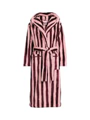 Lands' End Pink/Burgundy Wide Stripe Super Cosy Dressing Gown - Image 4 of 4