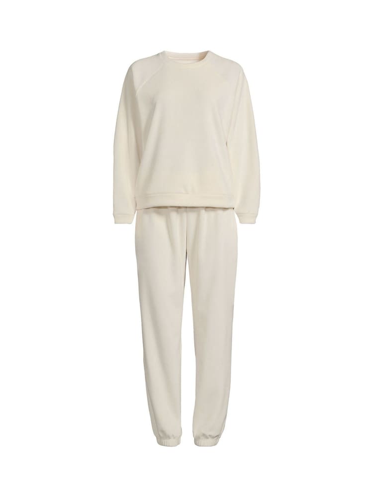Lands' End Cream Ribbed Velour Cosy Lounge Set - Image 4 of 4 Lands' End Cream Ribbed Velour Cosy Lounge Set - Image 4 of 4