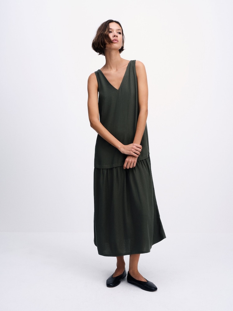 khaki drop waist dress ASOS Design - Drop Waist Mini Dress - Women - Cotton/Spandex - 2 US