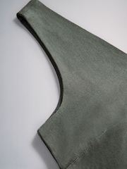 The Set 2 Pack Drop Waist Sleeveless V-Neck Midi Dresses With Linen Khaki Green/Chocolate Brown - Image 7 of 8