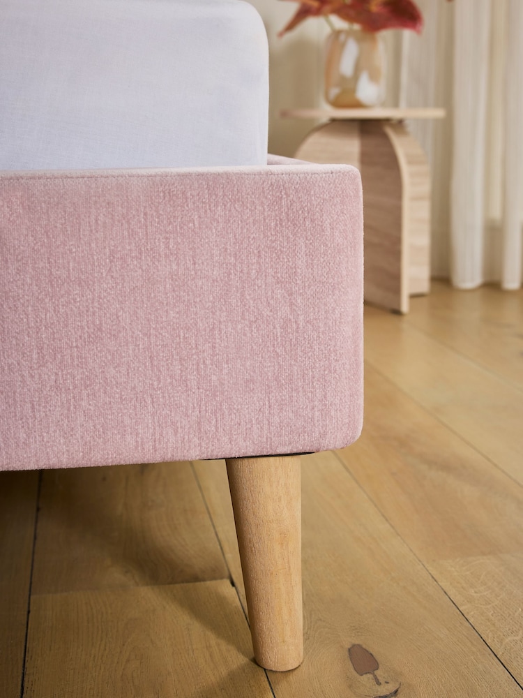 Smart Chenille Blush Pink Madeira Upholstered Bed Frame - Image 6 of 6 Smart Chenille Blush Pink Madeira Upholstered Bed Frame - Image 6 of 6