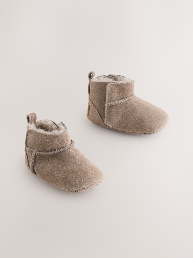 Mink Brown Suede Baby Pull-On Boots (0-24mths) - Image 1 of 5 Mink Brown Suede Baby Pull-On Boots (0-24mths) - Image 1 of 5
