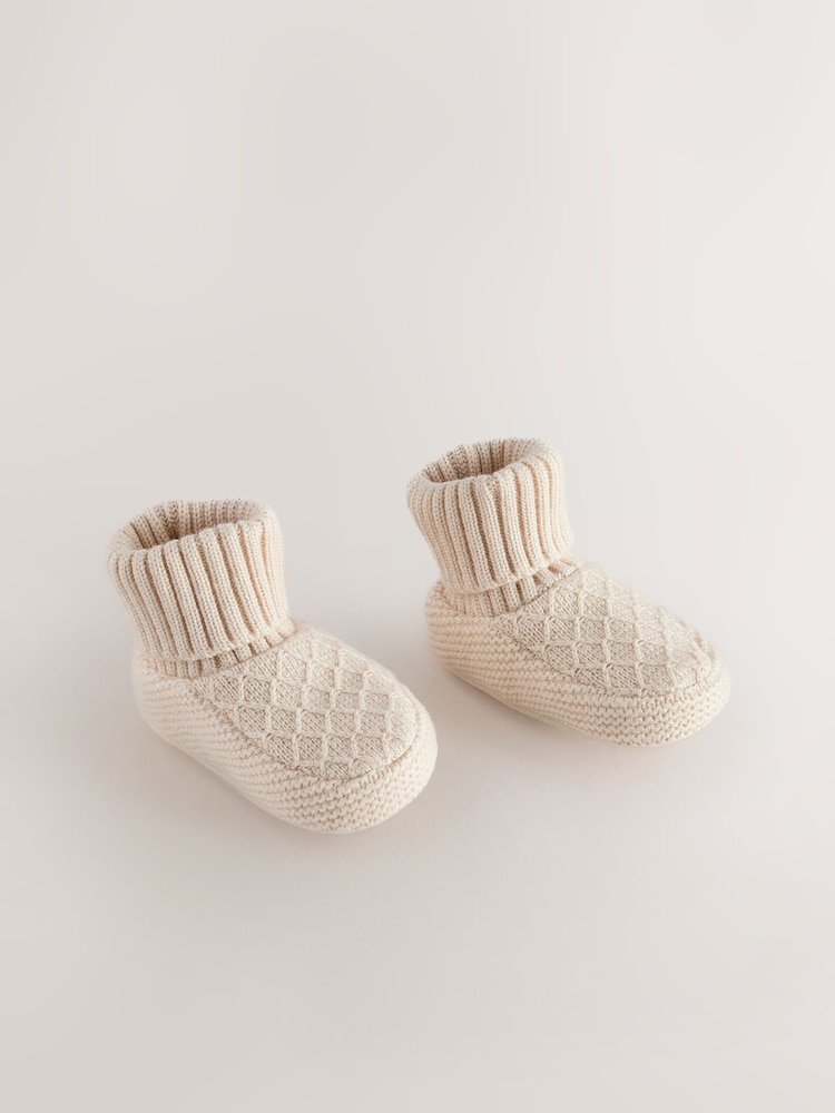 Neutral Knitted Baby Sock Top Boots (0-18mths) - Image 1 of 4 Neutral Knitted Baby Sock Top Boots (0-18mths) - Image 1 of 4