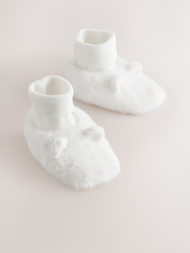 White Fur Bear Baby Sock Top Boots (0-18mths) - Image 1 of 5 White Fur Bear Baby Sock Top Boots (0-18mths) - Image 1 of 5