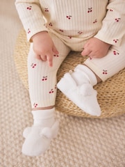 White Fur Bear Baby Sock Top Boots (0-18mths) - Image 2 of 5