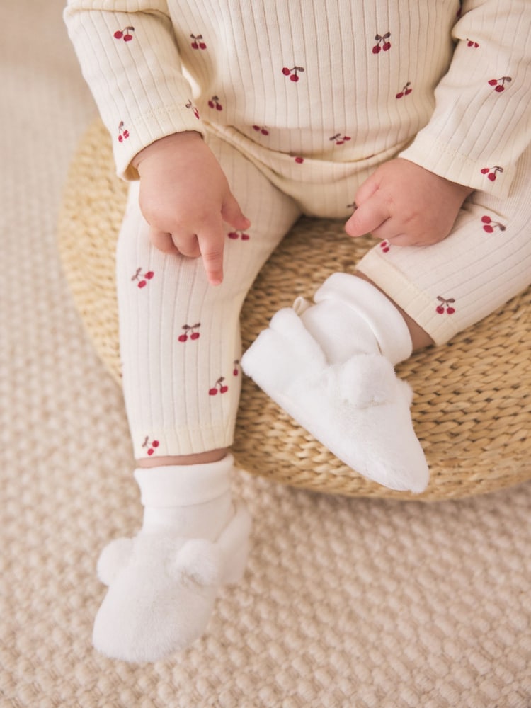 White Fur Bear Baby Sock Top Boots (0-18mths) - Image 2 of 5 White Fur Bear Baby Sock Top Boots (0-18mths) - Image 2 of 5