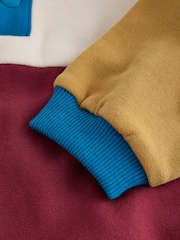 Brown/Stone Popper Neck Colourblock Top (3mths-7yrs) - Image 3 of 4