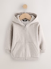 Oatmeal Marl Soft Touch Zip Through Hoodie (3mths-7yrs) - Image 1 of 4