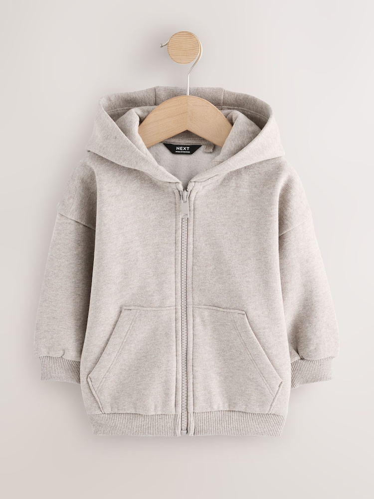 Oatmeal Marl Soft Touch Zip Through Hoodie (3mths-7yrs) - Image 1 of 4