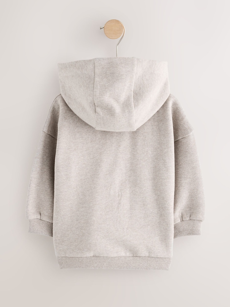 Oatmeal Marl Soft Touch Zip Through Hoodie (3mths-7yrs) - Image 2 of 4
