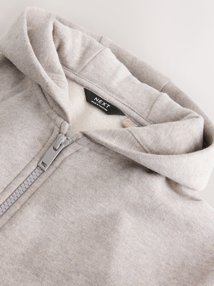 Oatmeal Marl Soft Touch Zip Through Hoodie (3mths-7yrs) - Image 4 of 4