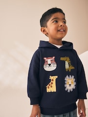 Navy Applique Sarfai - Long Sleeve Hoodie (3mths-7yrs) - 4суретінің 3 суреті