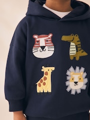 Navy Applique Sarfai - Long Sleeve Hoodie (3mths-7yrs) - 4суретінің 4 суреті