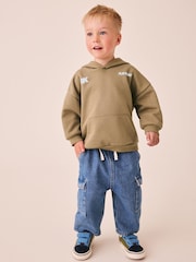Taupe Brown Printed Slogan Long Sleeve Hoodie (3mths-7yrs) - Image 2 of 4