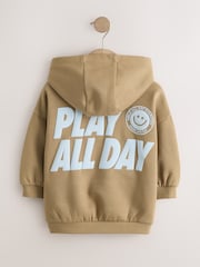 Taupe Brown Printed Slogan Long Sleeve Hoodie (3mths-7yrs) - Image 6 of 8