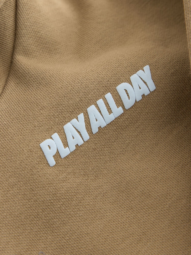 Taupe Brown Printed Slogan Long Sleeve Hoodie (3mths-7yrs) - Image 8 of 8