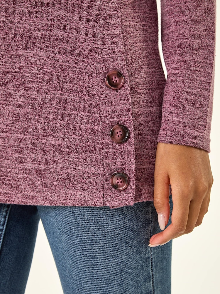 Roman Purple High Neck Buttoned Tunic Top - Image 5 of 5 Roman Purple High Neck Buttoned Tunic Top - Image 5 of 5