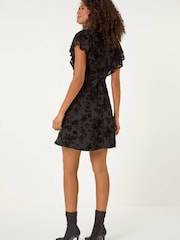 Roman Black Floral Print Angel Sleeve Mini Dress - Image 2 of 4