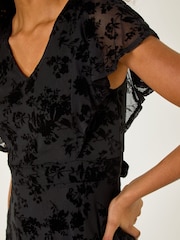 Roman Black Floral Print Angel Sleeve Mini Dress - Image 4 of 4