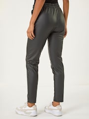 Roman Black Leather Look Stretch Trousers - Image 3 of 5