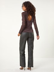 Roman Brown Baroque Lace Stretch Blouse - Image 3 of 5