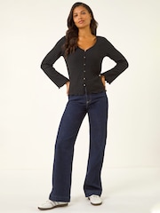 Roman Black Textured V-Neck Blouse - Image 4 of 5