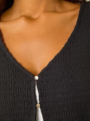 Roman Black Textured V-Neck Blouse - Image 5 of 5